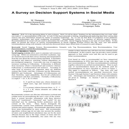 A Survey on Decision Support Systems in Social Media