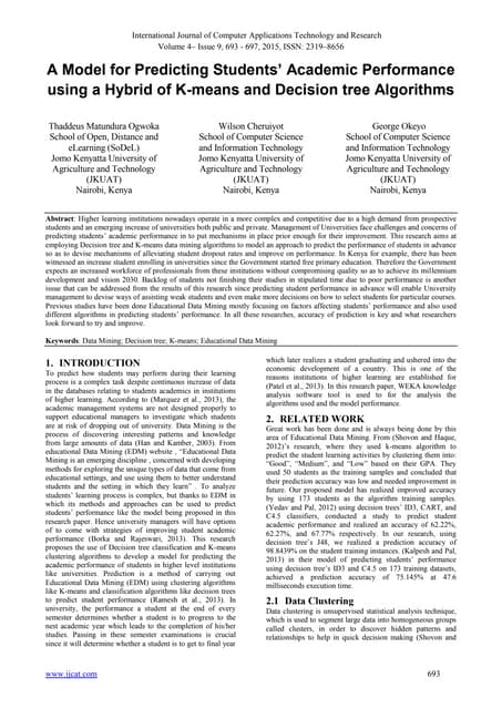 ANALYSIS OF STUDENT ACADEMIC PERFORMANCE USING MACHINE LEARNING ...