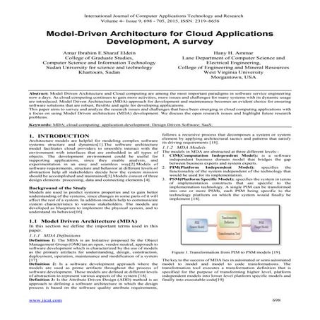 Model-Driven Architecture for Cloud Applications Development, A survey