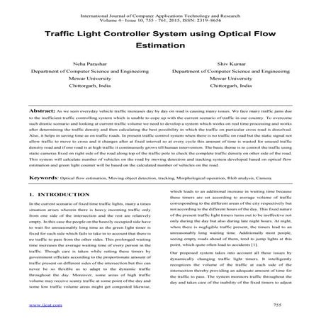 Traffic Light Controller System using Optical Flow Estimation