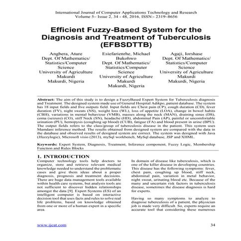 Efficient Fuzzy-Based System for the Diagnosis and Treatment of Tuberculosis ...