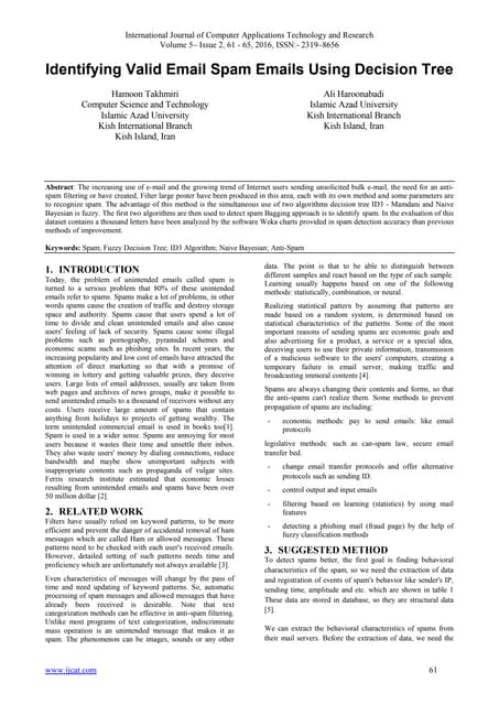 Identifying Valid Email Spam Emails Using Decision Tree