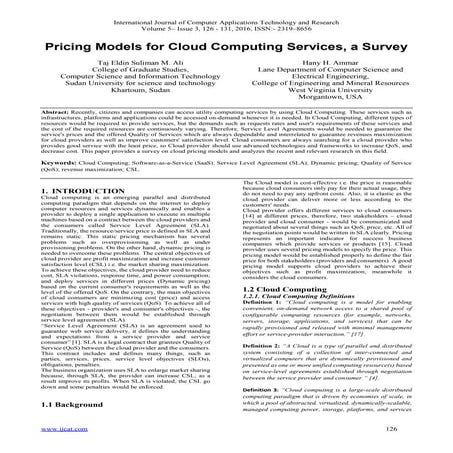 Pricing Models for Cloud Computing Services, a Survey