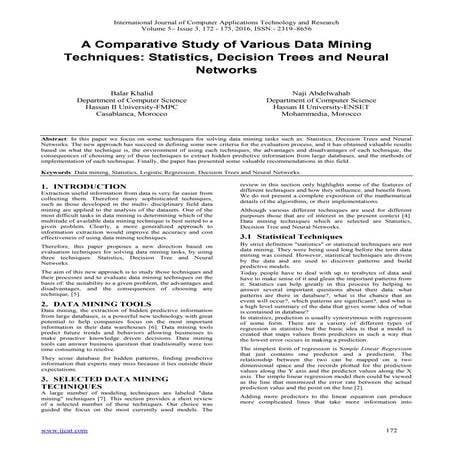 A Comparative Study of Various Data Mining Techniques: Statistics ...