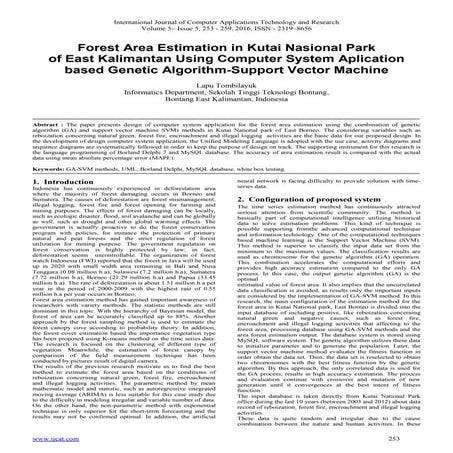 Forest Area Estimation in Kutai Nasional Park of East Kalimantan Using Comput...