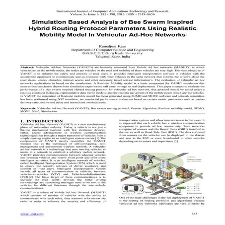 Simulation Based Analysis of Bee Swarm Inspired Hybrid Routing Protocol Param...