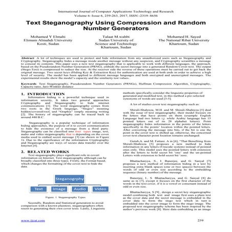 Text Steganography Using Compression and Random Number Generators