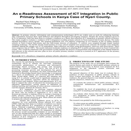 An e-Readiness Assessment of ICT Integration in Public Primary Schools in Ken...