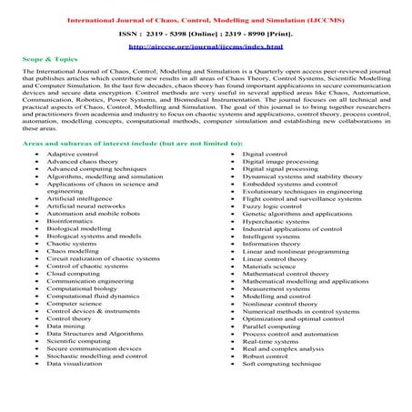 International Journal of Chaos, Control, Modelling and Simulation ...