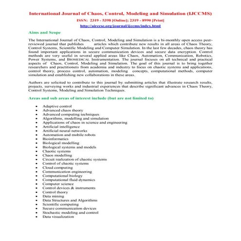 International Journal of Chaos, Control, Modelling and Simulation ...