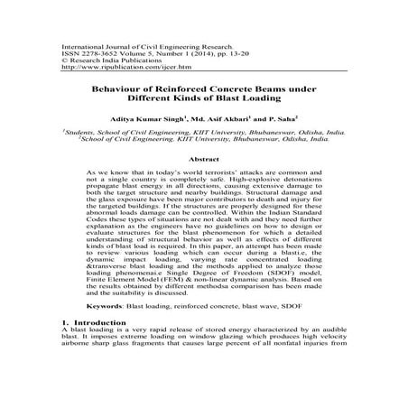 Behaviour of Reinforced Concrete Beams under Different Kinds of Blast ...