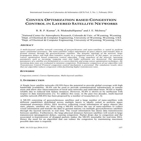 CONVEX OPTIMIZATION BASED CONGESTION CONTROL IN LAYERED SATELLITE NETWORKS