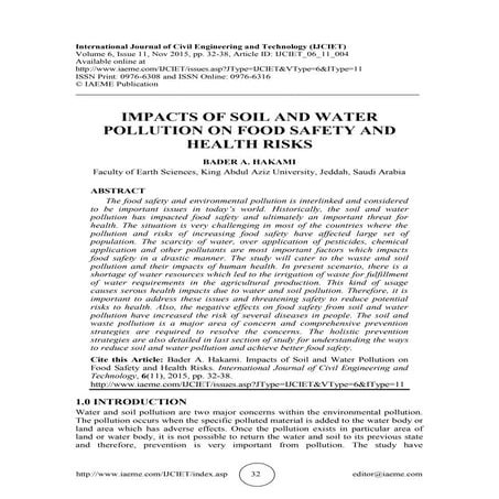 IMPACTS OF SOIL AND WATER POLLUTION ON FOOD SAFETY AND HEALTH RISKS