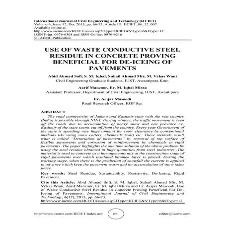 USE OF WASTE CONDUCTIVE STEEL RESIDUE IN CONCRETE PROVING BENEFICIAL FOR DE-I...