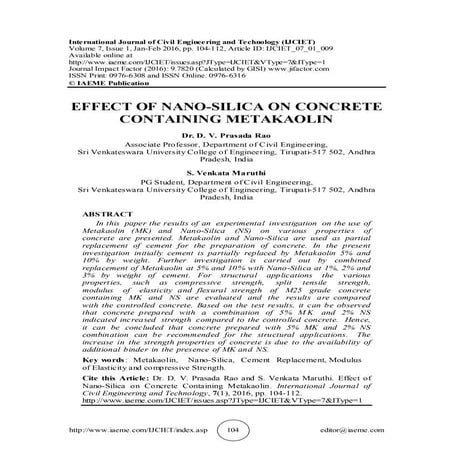 EFFECT OF NANO-SILICA ON CONCRETE CONTAINING METAKAOLIN