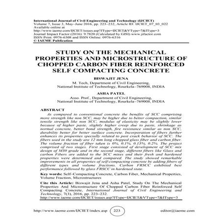 STUDY ON THE MECHANICAL PROPERTIES AND MICROSTRUCTURE OF CHOPPED CARBON FIBER...