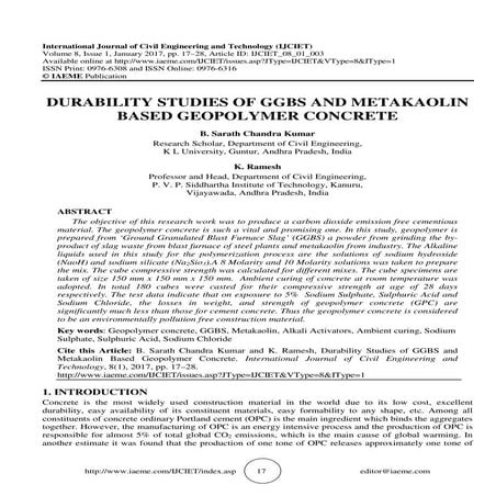 DURABILITY STUDIES OF GGBS AND METAKAOLIN BASED GEOPOLYMER CONCRETE Ijciet 08...