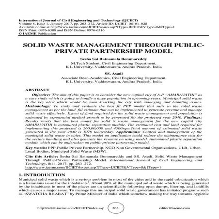 Picture of SOLID WASTE MANAGEMENT THROUGH PUBLIC-PRIVATE PARTNERSHIP MODEL | PDF