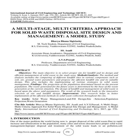 A MULTI–STAGE, MULTI CRITERIA APPROACH FOR SOLID WASTE DISPOSAL SITE ...