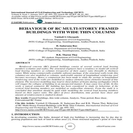 BEHAVIOUR OF RC MULTI-STOREY FRAMED BUILDINGS WITH WIDE THIN COLUMNS