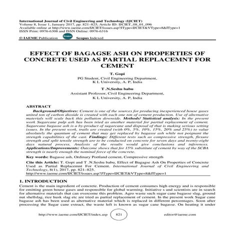 EFFECT OF BAGAGSE ASH ON PROPERTIES OF CONCRETE USED AS PARTIAL REPLACEMNT FO...