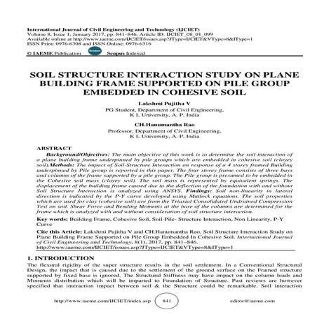 SOIL STRUCTURE INTERACTION STUDY ON PLANE BUILDING FRAME SUPPORTED ON PILE GR...
