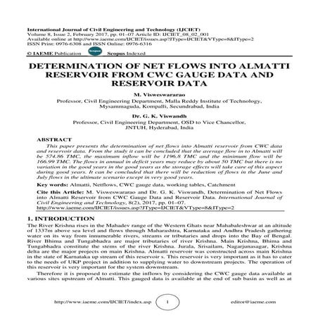 DETERMINATION OF NET FLOWS INTO ALMATTI RESERVOIR FROM CWC GAUGE DATA AND RES...