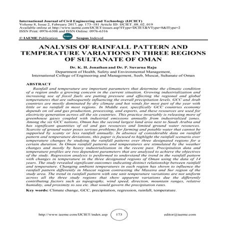 ANALYSIS OF RAINFALL PATTERN AND TEMPERATURE VARIATIONS IN THREE REGIONS OF S...