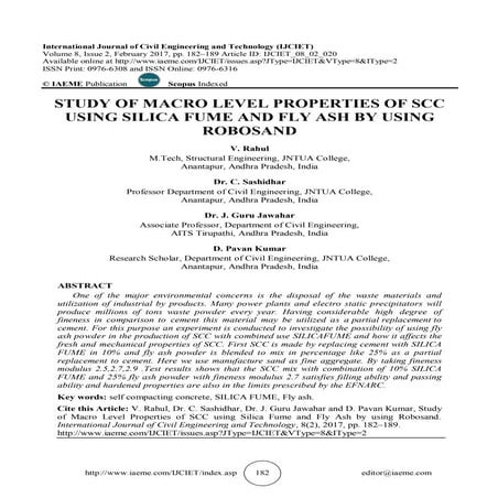 STUDY OF MACRO LEVEL PROPERTIES OF SCC USING SILICA FUME AND FLY ASH BY USING...