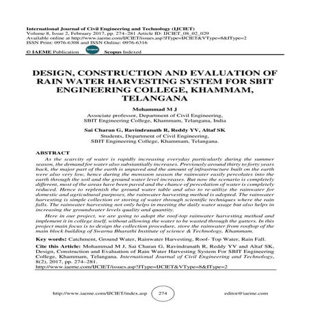 Design and Estimation of Rain Water Harvesting Scheme in VIVA Institute ...