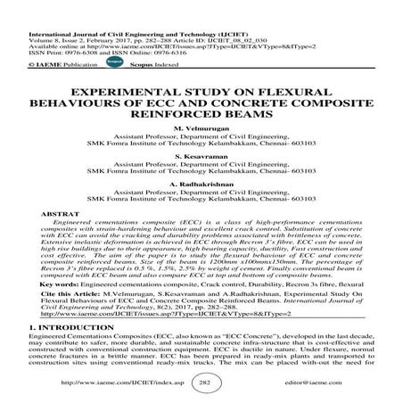 EXPERIMENTAL STUDY ON FLEXURAL BEHAVIOURS OF ECC AND CONCRETE COMPOSITE REINF...