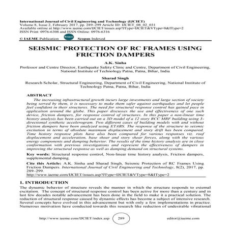 SEISMIC PROTECTION OF RC FRAMES USING FRICTION DAMPERS