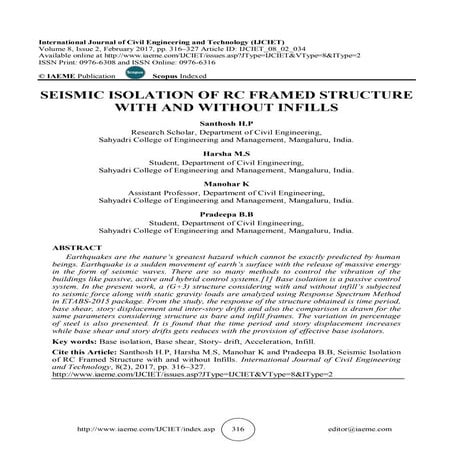 SEISMIC ISOLATION OF RC FRAMED STRUCTURE WITH AND WITHOUT INFILLS