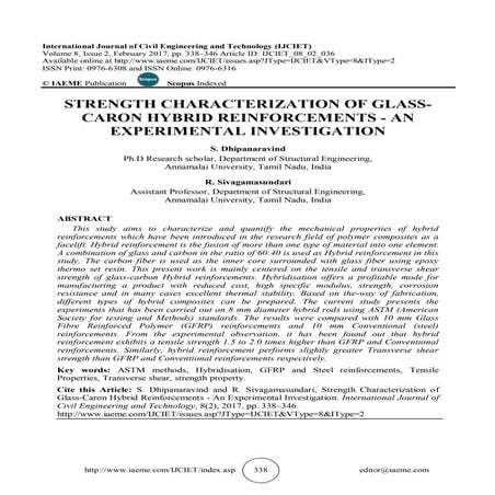 STRENGTH CHARACTERIZATION OF GLASSCARON HYBRID REINFORCEMENTS - AN EXPERIMENT...