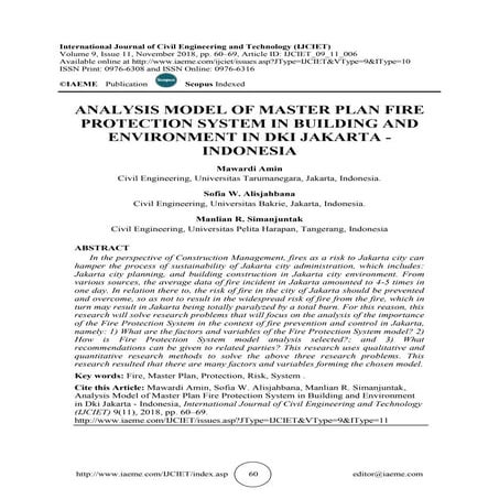 ANALYSIS MODEL OF MASTER PLAN FIRE PROTECTION SYSTEM IN BUILDING AND ENVIRONM...