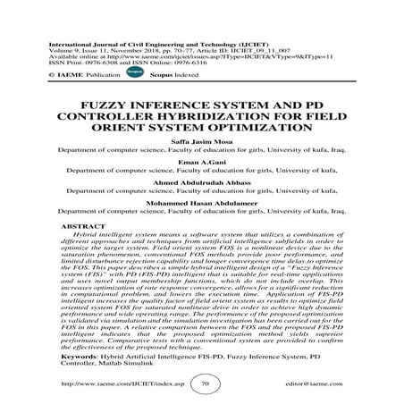 FUZZY INFERENCE SYSTEM AND PD CONTROLLER HYBRIDIZATION FOR FIELD ORIENT SYSTE...