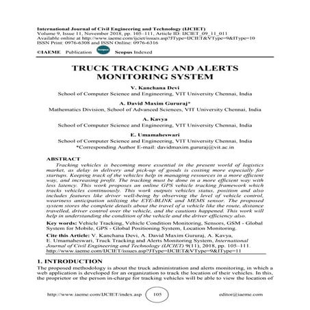 TRUCK TRACKING AND ALERTS MONITORING SYSTEM