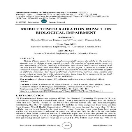 MOBILE TOWER RADIATION IMPACT ON BIOLOGICAL IMPAIRMENT