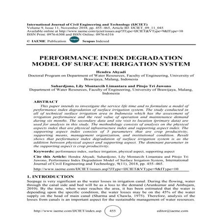 Review of performance evaluation of canal irrigation system | PDF