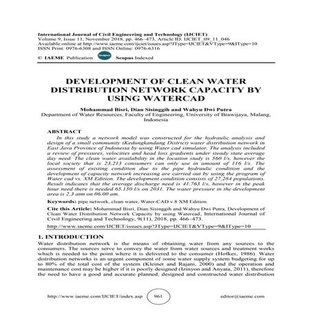 design and analysis of water distribution System | PDF