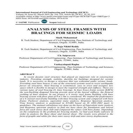 ANALYSIS OF STEEL FRAMES WITH BRACINGS FOR SEISMIC LOADS | PDF