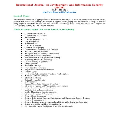 International Journal on Cryptography and Information Security  (IJCIS)
