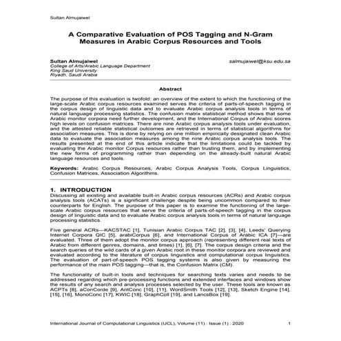 A Comparative Evaluation of POS Tagging and N-Gram Measures in Arabic Corpus ...