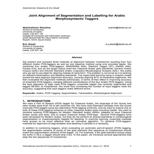 Arabic morphology and POS-tagging | PPTX