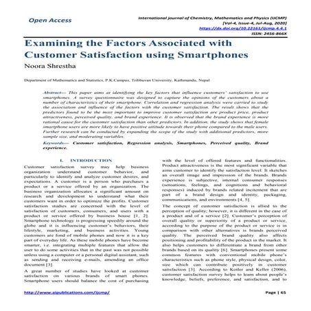Examining the Factors Associated with Customer Satisfaction using Smartphones