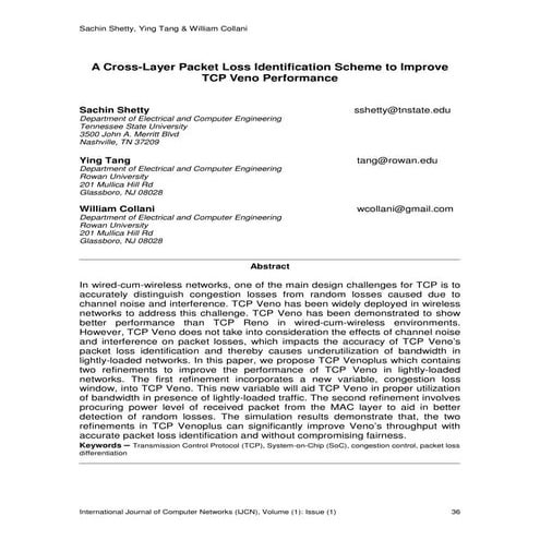 A Cross-Layer Packet Loss Identification Scheme to Improve TCP Veno Performance