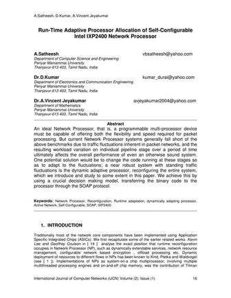 Run-Time Adaptive Processor Allocation of Self-Configurable Intel IXP2400 Net...