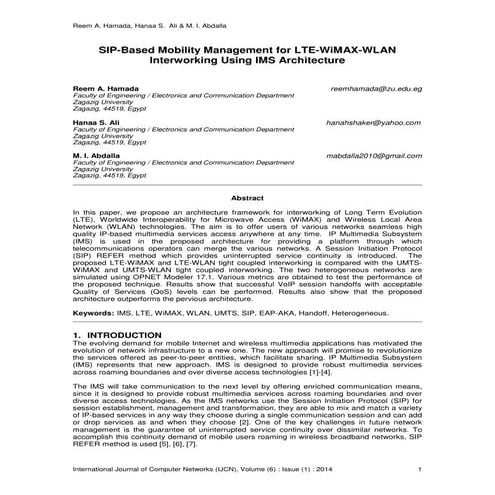 SIP-Based Mobility Management for LTE-WiMAX-WLAN Interworking Using IMS Archi...