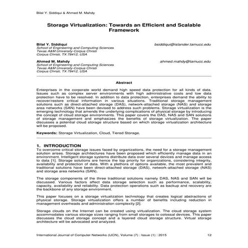 Storage Virtualization: Towards an Efficient and Scalable Framework