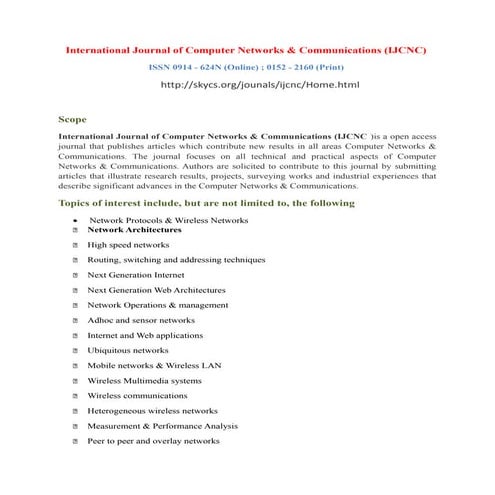 International Journal of Computer Networks & Communications (IJCNC) 